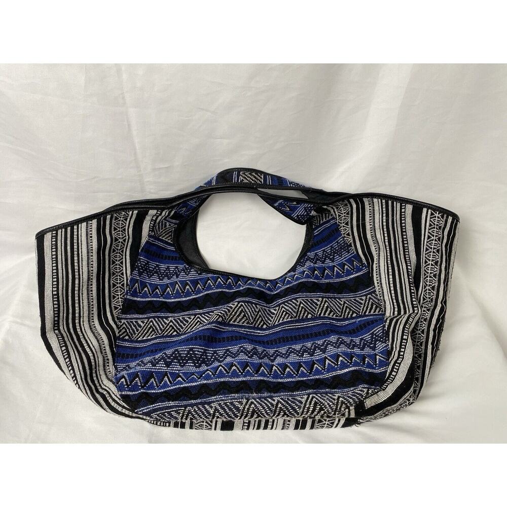 TOMS Blue Canvas Southwestern Tapestry Woven Large Tote Boho Shoulder Bag